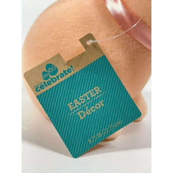 Way To Celebrate Easter Flocked Peach Bunny 9" Lightweight Decor - Picture 4 of 9